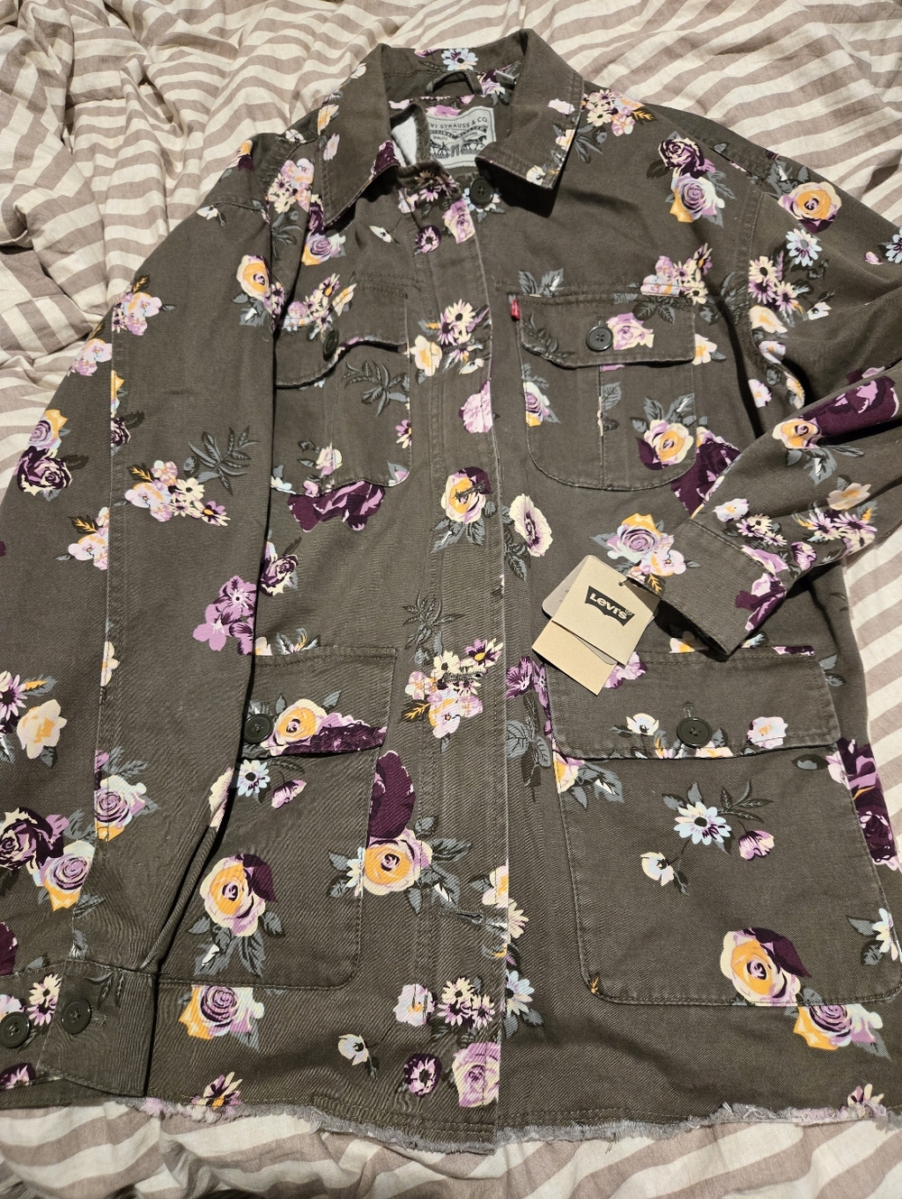Levi's Floral Utility Jacket in Olive Green